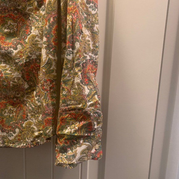 Talbots green/coral paisley blouse size 12 - Picture 3 of 7